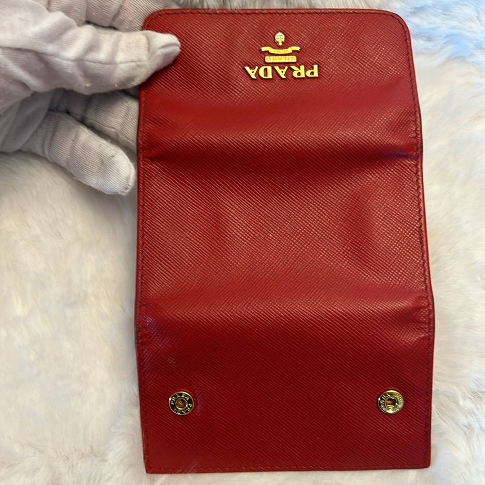 Prada ❤️Red❤️Saffiano leather key holder/card case double snaps - Picture 16 of 16